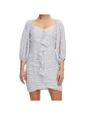 Minkpink Kaylie Ruched Polka Dot Bodycon Mini Dress Size Small White & Black NEW